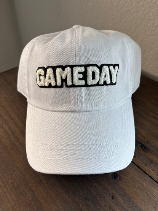 Game Day Chenille Patch Buckle Adjustable Hat - White