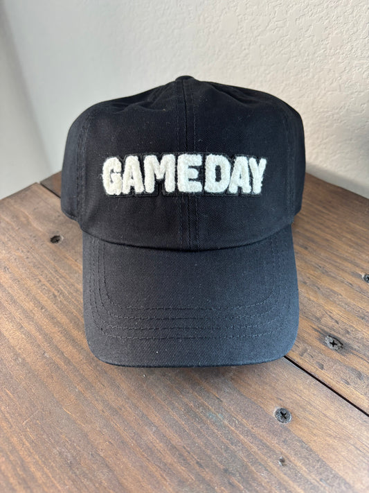 Game Day Chenille Patch Buckle Adjustable Hat - Black
