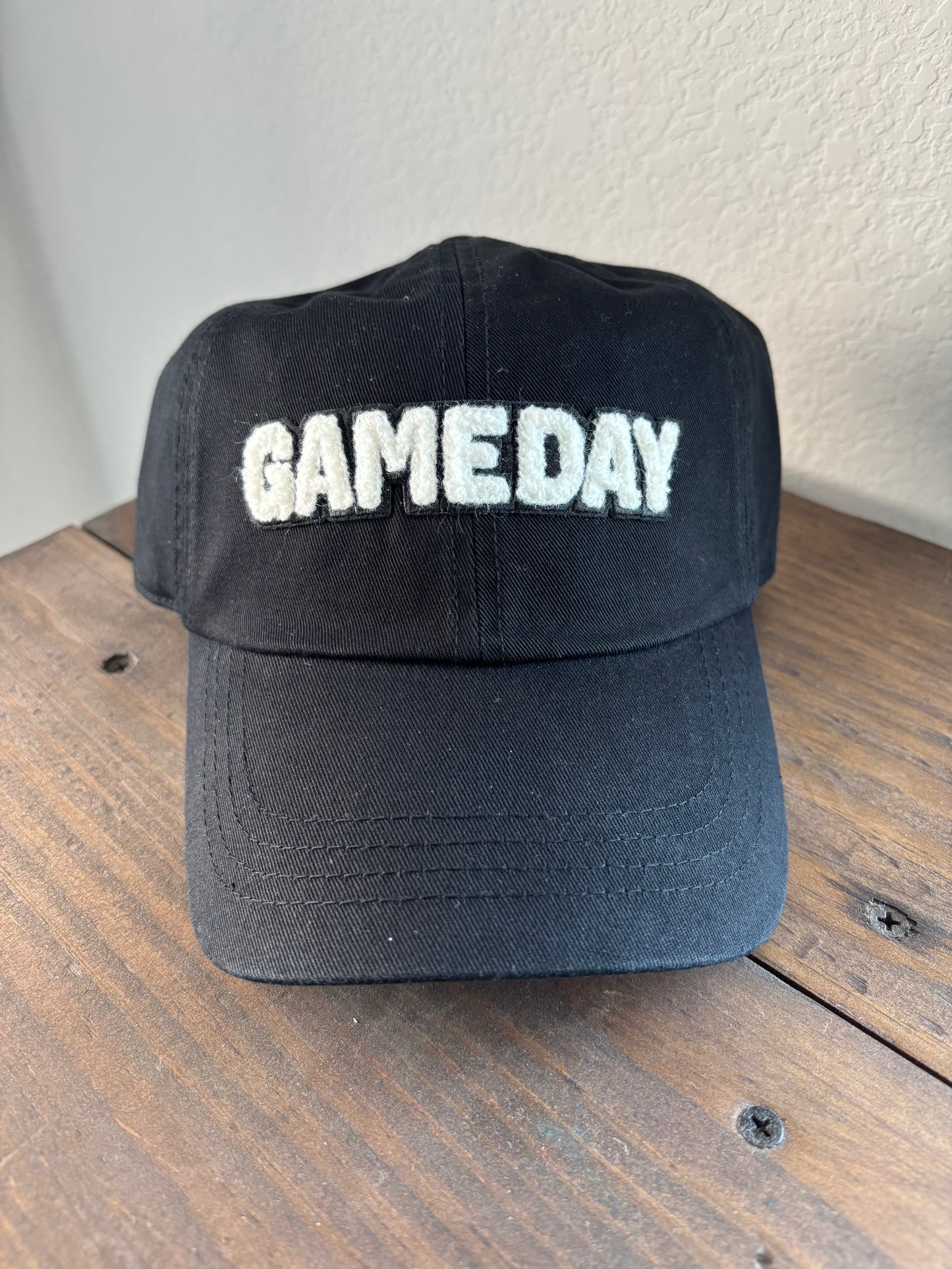 Game Day Chenille Patch Buckle Adjustable Hat - Black