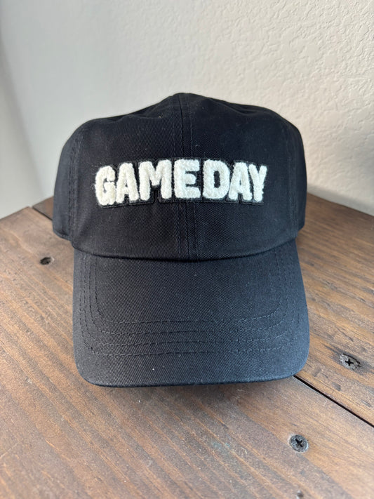 Game Day Chenille Patch Buckle Adjustable Hat - Black