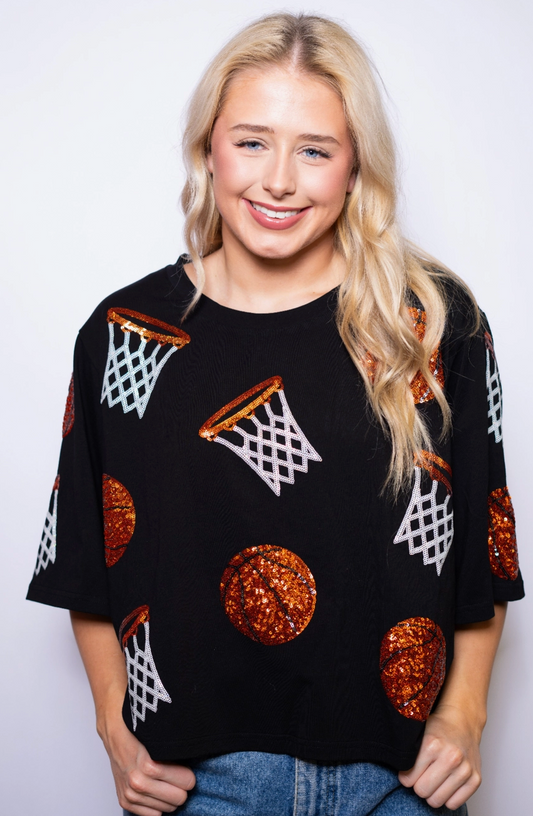 Basketball Sequin Embroidery Tee
