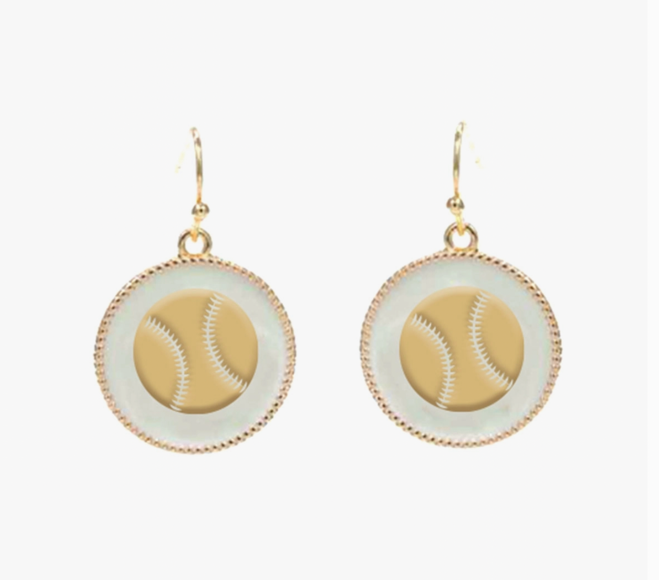 White Baseball Earrings