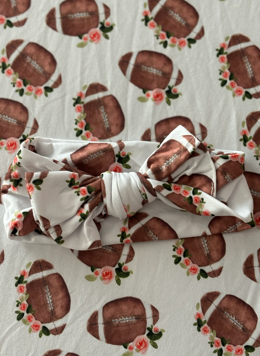 Football Floral Bow Headband