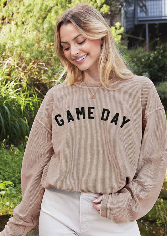 Game Day Thermal Vintage Pullover- Latte