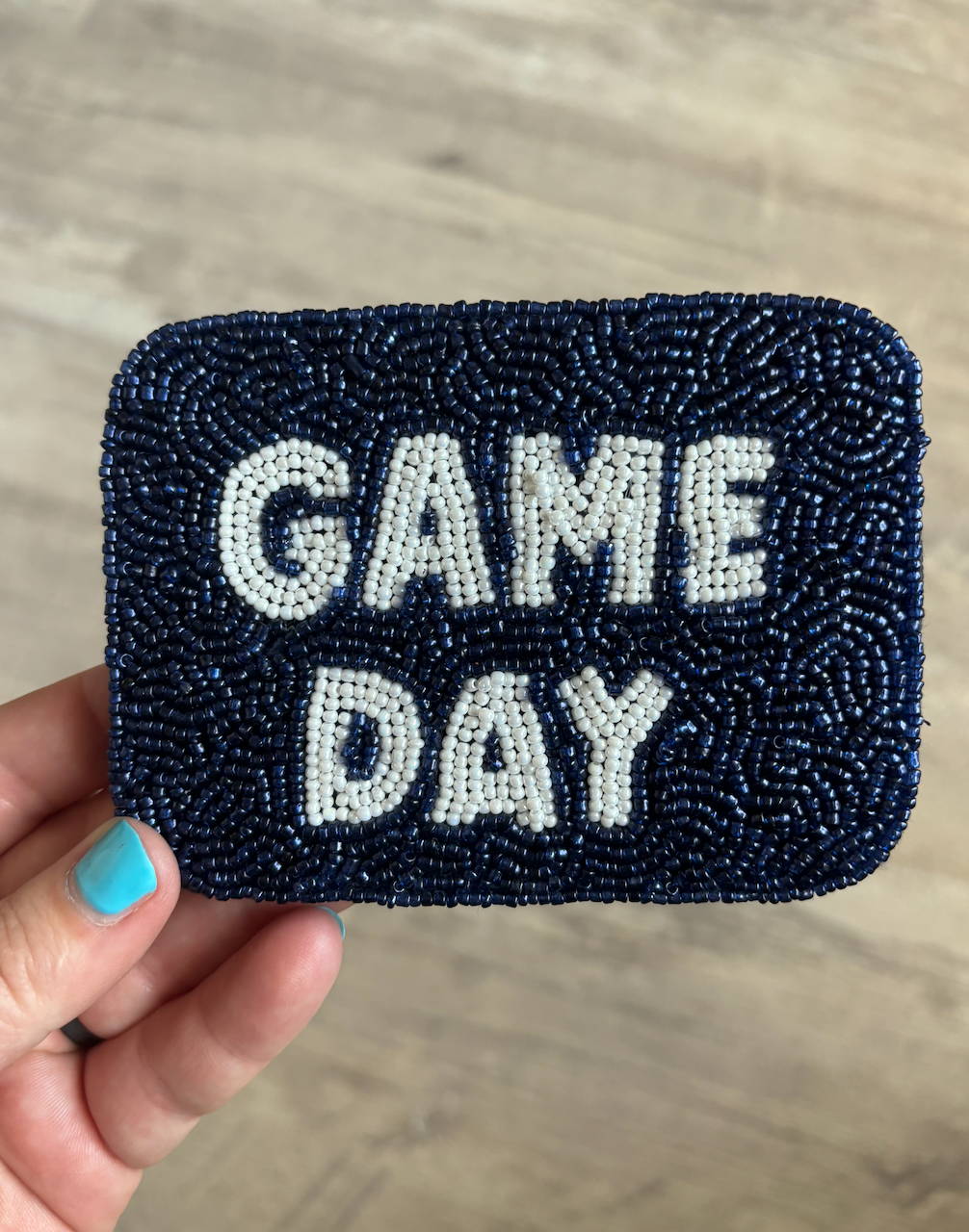 Navy Game Day Beaded Card Holder