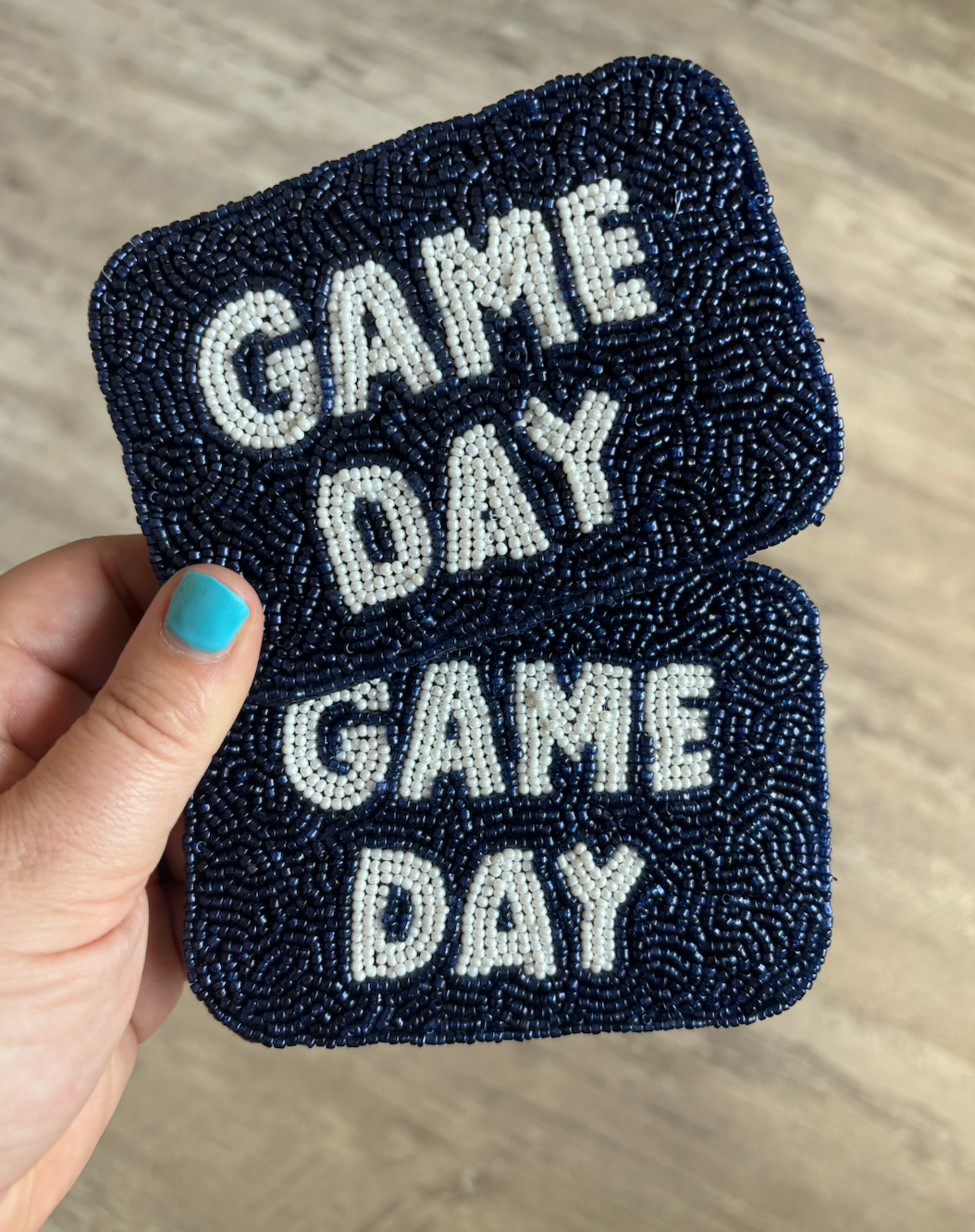 Navy Game Day Beaded Card Holder