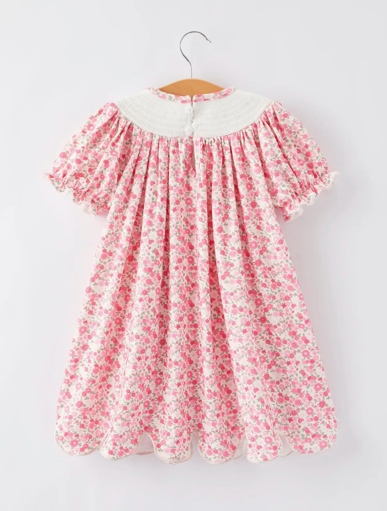 Football Smocking Bow Embroidered Girls Dress