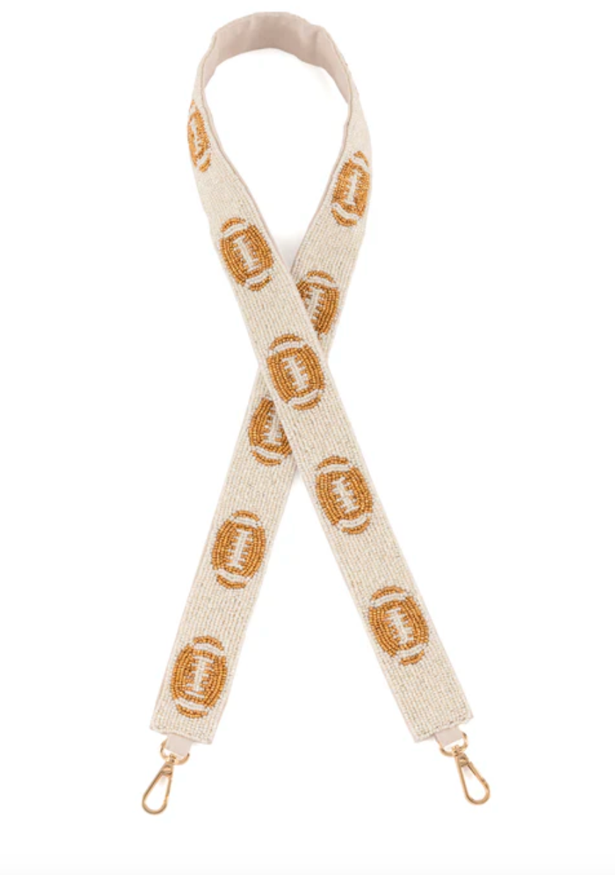 Football Beaded Bag Strap in Ivory