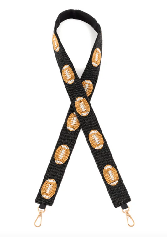 Football Beaded Bag Strap in Black