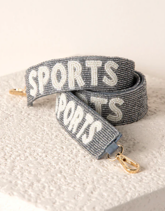"Sports" Beaded Bag Strap in Silver