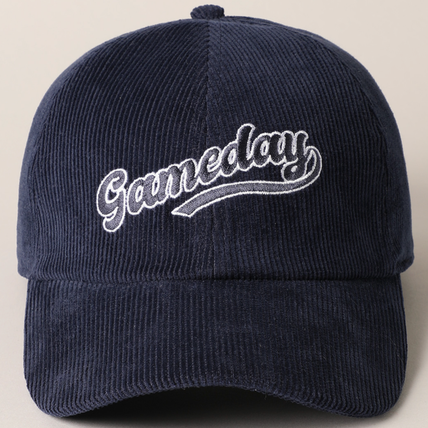 Gameday Script Text Outline Corduroy Hat - Navy