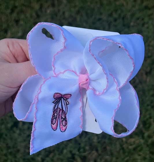 Ballet Shoes Embroidered Hair Bow