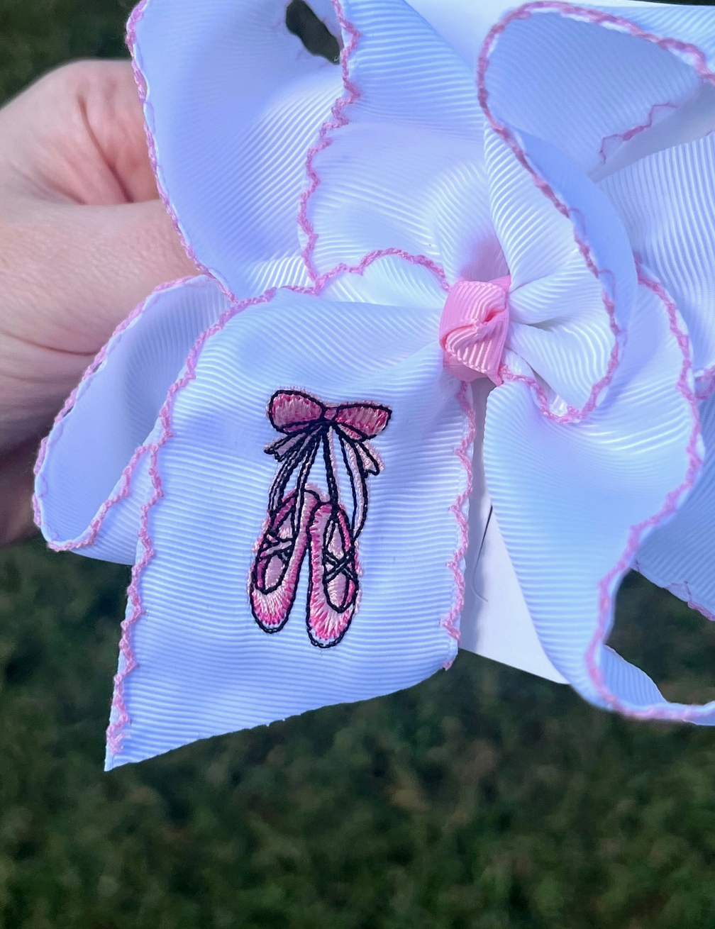 Ballet Shoes Embroidered Hair Bow