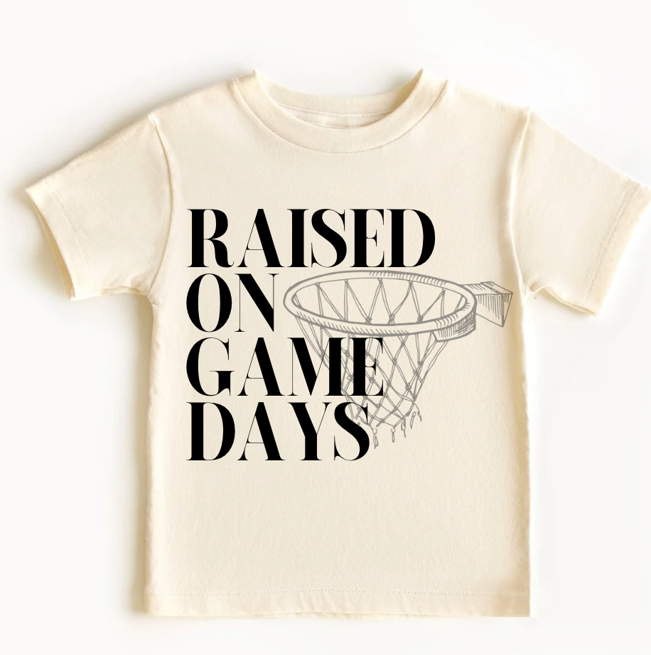 Raised On Game Days Basketball Kids T-Shirt