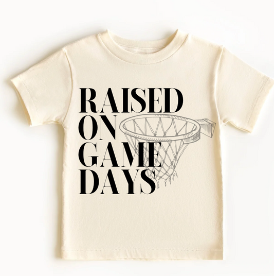 Raised On Game Days Basketball Kids T-Shirt