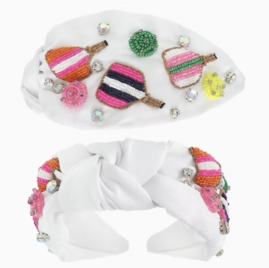Pickle Baller Top Knotted Beaded Headband