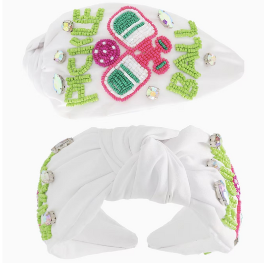 White Pickle Baller Top Knotted Beaded Headband