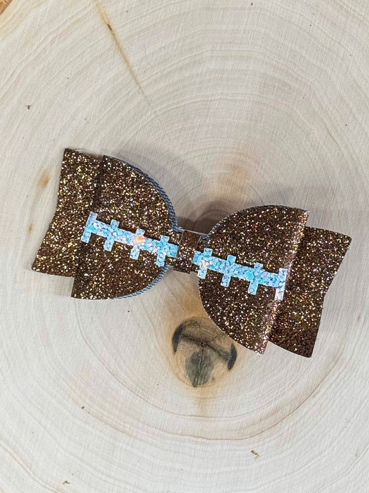 Football Glitter Bow Clip