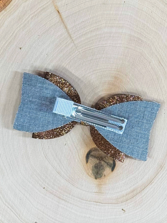 Football Glitter Bow Clip