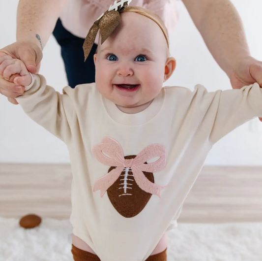 Coquette Football Patch Long Sleeve Romper
