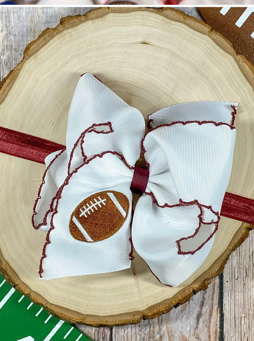 Football Embroidered Bow Headbands