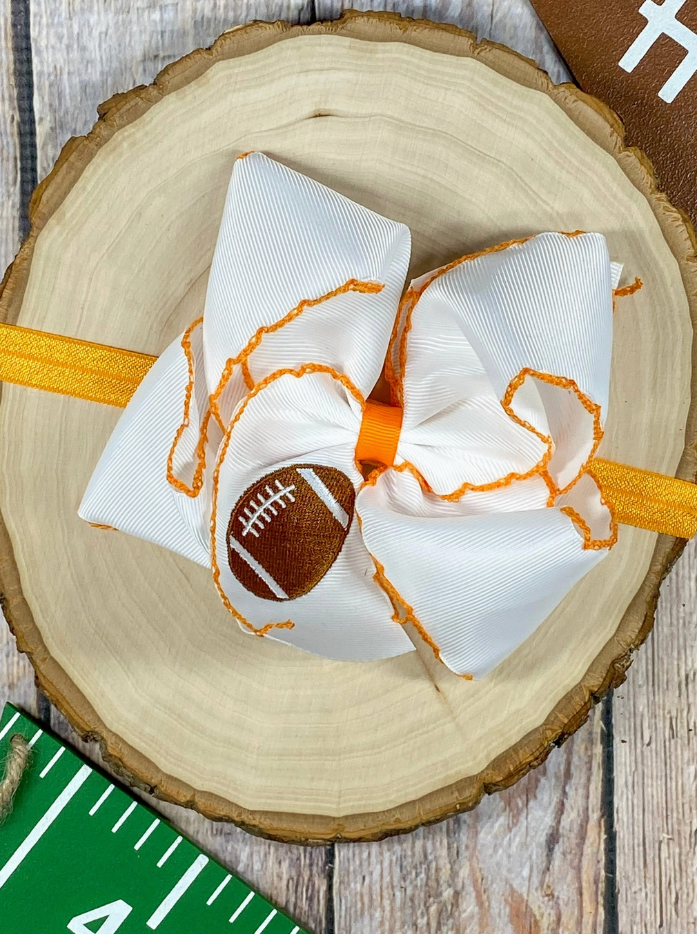 Football Embroidered Bow Headbands