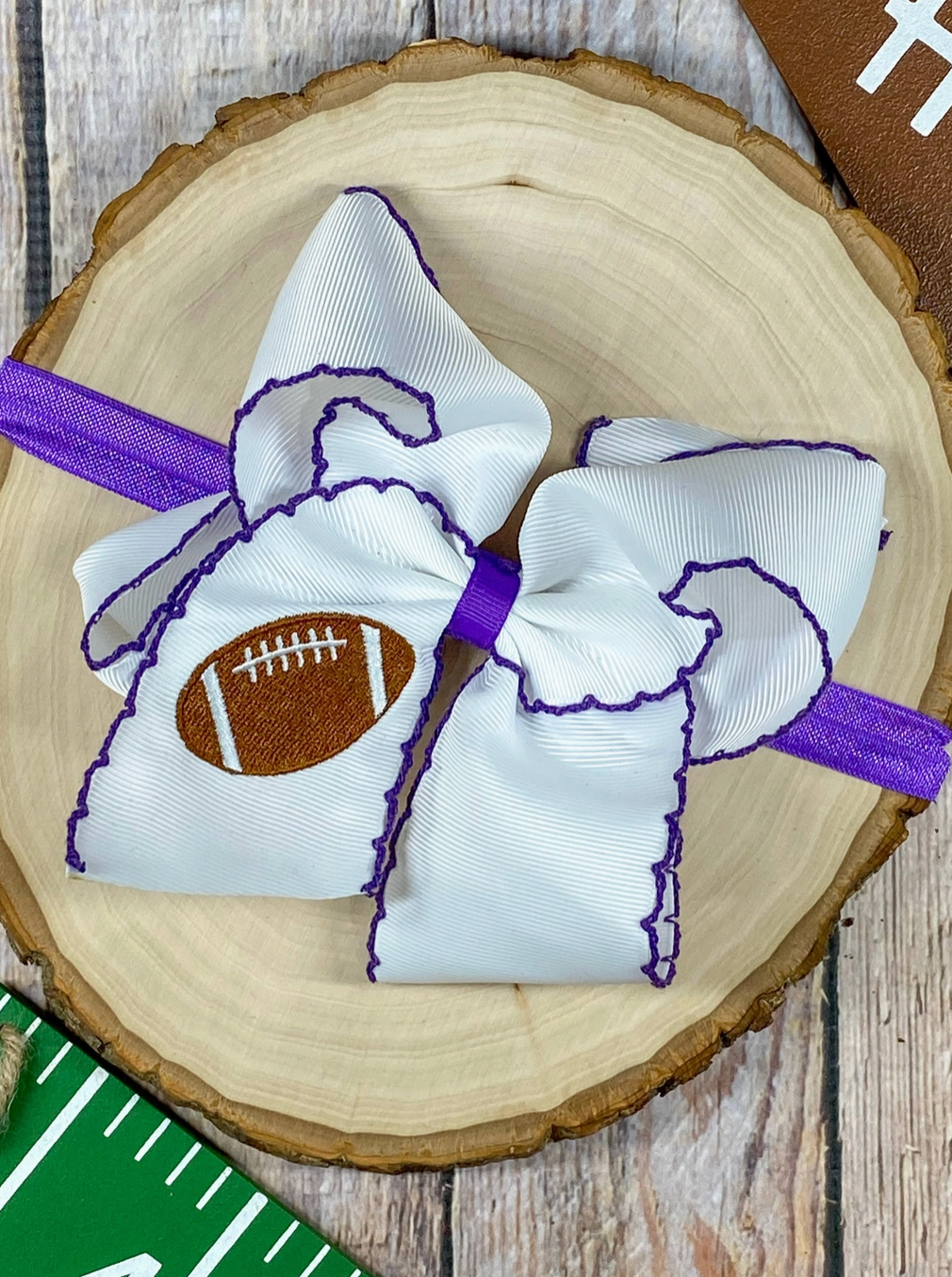 Football Embroidered Bow Headbands