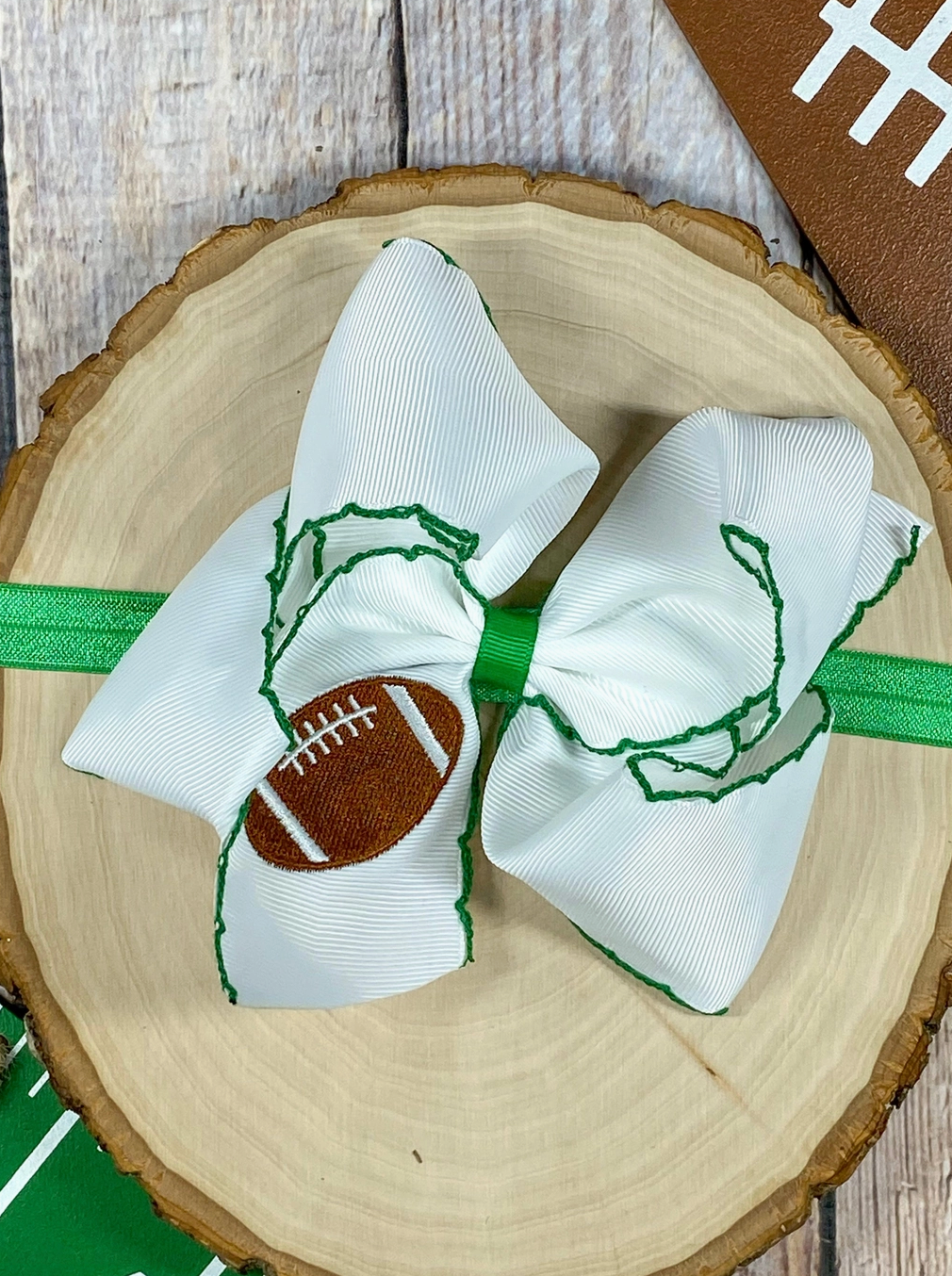 Football Embroidered Bow Headbands