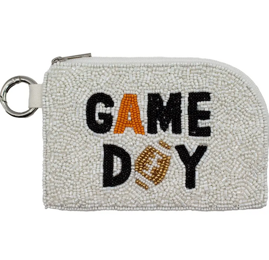 White Game Day Keyring Coin Pouch