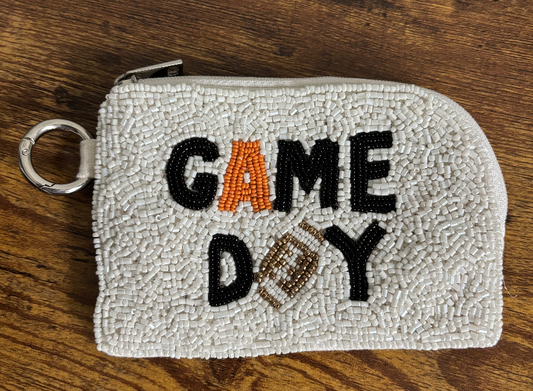 White Game Day Keyring Coin Pouch