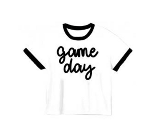 Tinsel Game Day Ringer Boxy T' Black