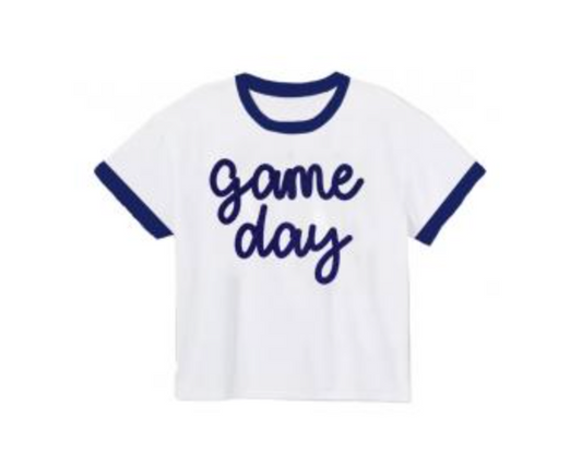 Tinsel Game Day Ringer Boxy T' Navy