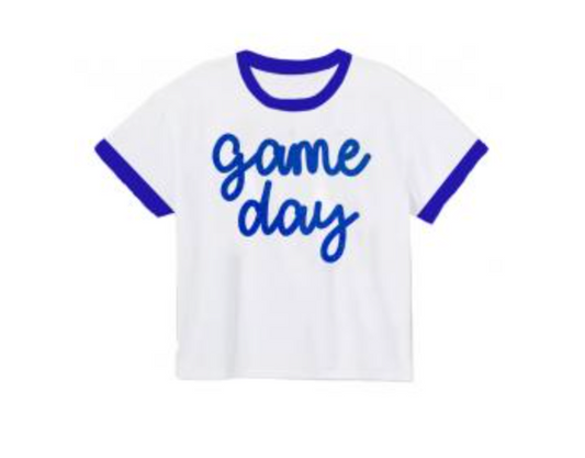 Tinsel Game Day Ringer Boxy T' Royal Blue