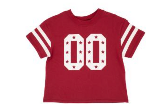 Glitter Double 00 Stars Crimson Boxy Tee