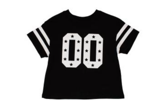 Glitter Double 00 Stars Black Boxy Tee