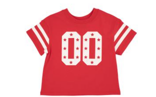 Glitter Double 00 Stars Red Boxy Tee