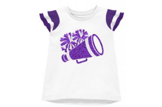 Shimmer Ruffle Sleeve Sequin Cheer T' in Purple