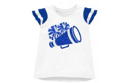 Shimmer Ruffle Sleeve Sequin Cheer T' in Royal Blue