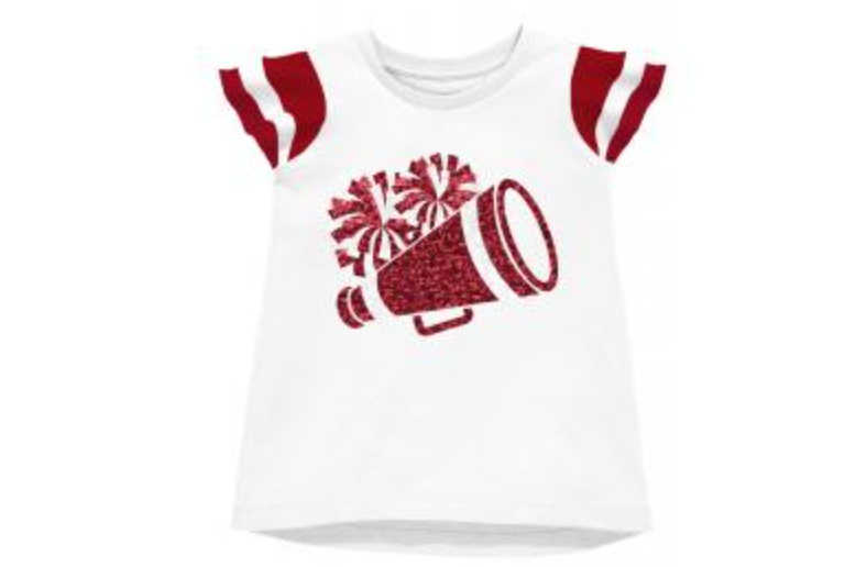 Shimmer Ruffle Sleeve Sequin Cheer T' in Maroon