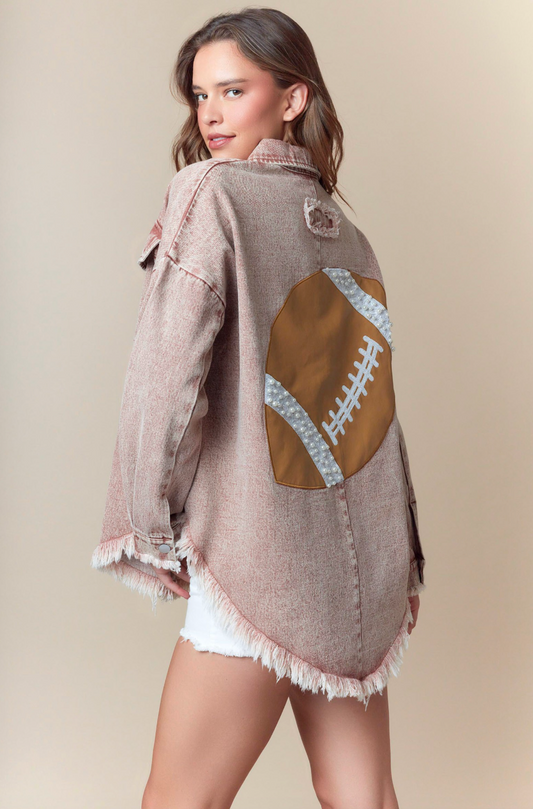 Mineral Washed Denim Game Day Twill Jacket