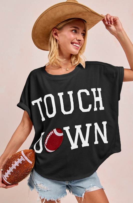 Gameday Touchdown Letter Patches Waffle Short Top