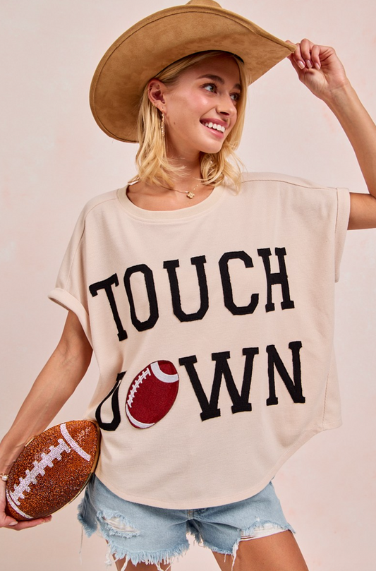 Gameday Touchdown Letter Patches Waffle Short Top