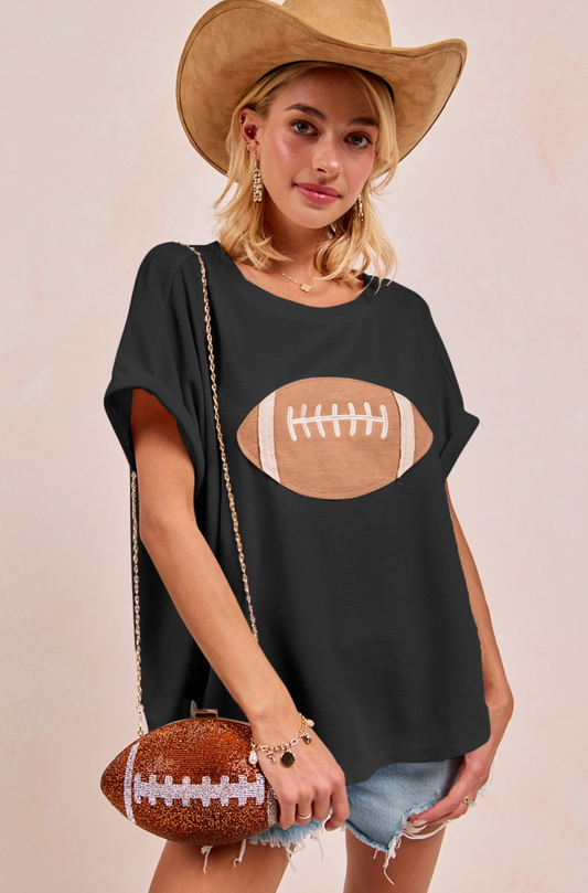 Gameday Football Patchwork Waffle Short Top