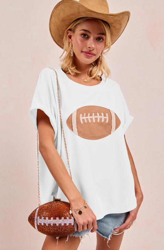 Gameday Football Patchwork Waffle Short Top