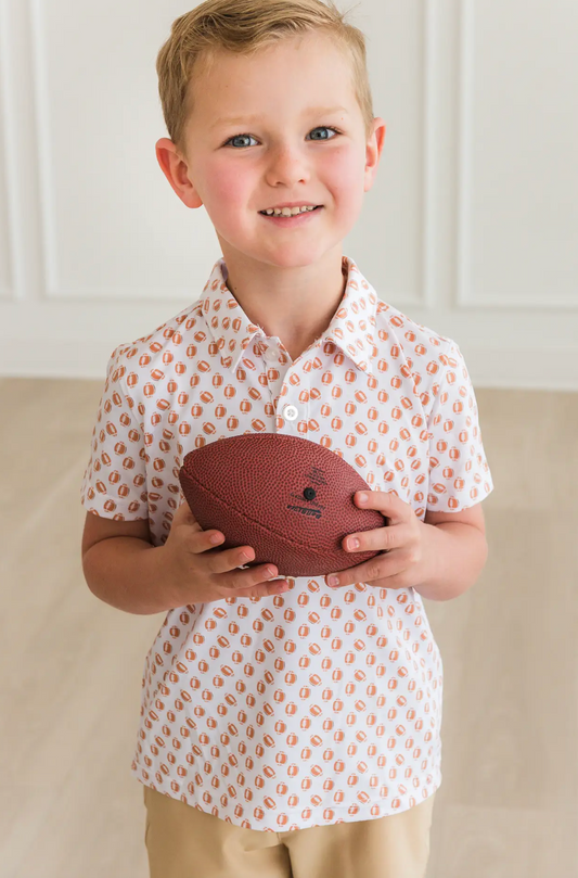 Boys Football Frenzy Knit Short Sleeve Performance Polo