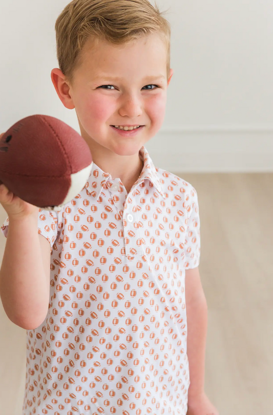 Boys Football Frenzy Knit Short Sleeve Performance Polo