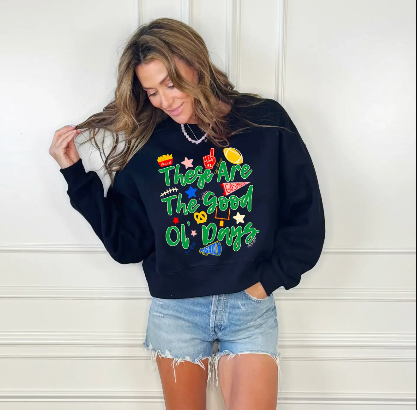 These Are the Good Ol' Days Football Crop Sweatshirt