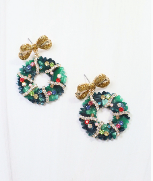 Good Tidings Wreath Earring Green