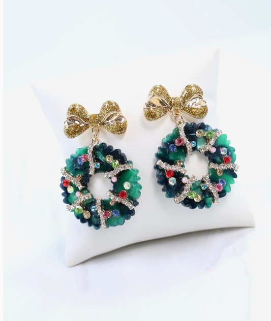 Good Tidings Wreath Earring Green