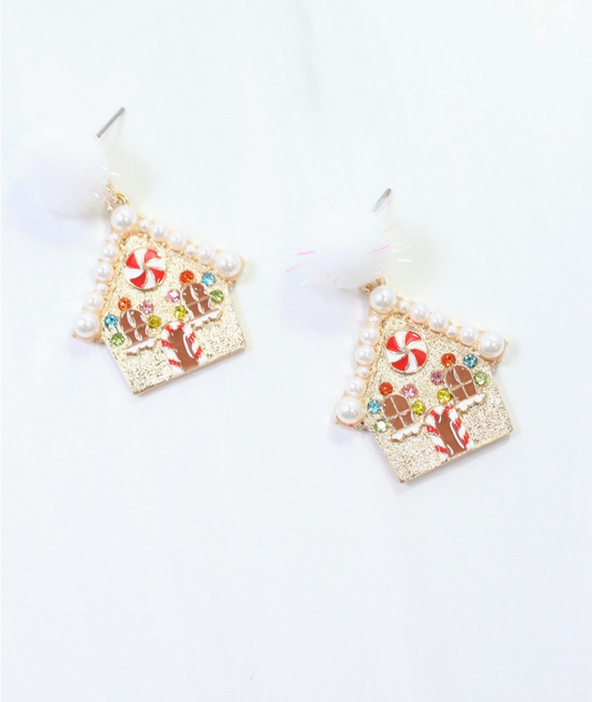 Jingle Gingerbread House Earring Gold